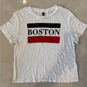 H&M Divided White Boston Graphic Tee